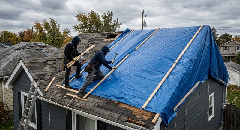 Storm Damage Roof Tarping in Cook County, IL